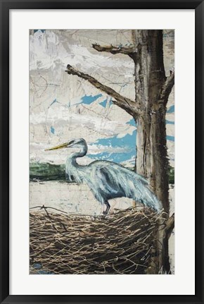Framed Midway Heron I Print