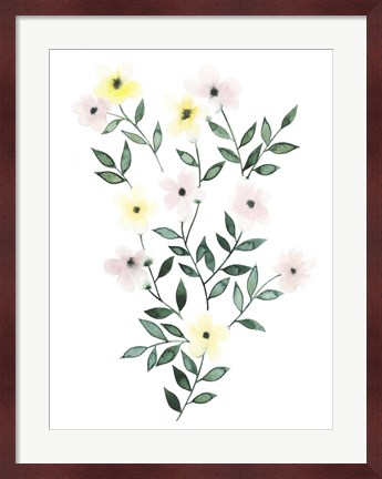 Framed Trellis Flowers I Print