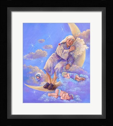 Framed Man In The Moon Sleeping Print