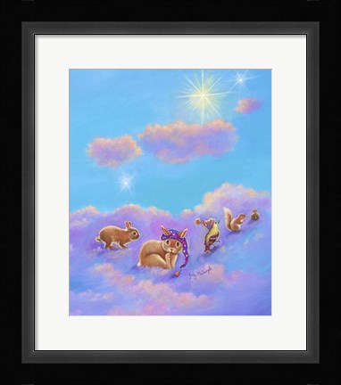 Framed Girl and Animals in Clouds II Print