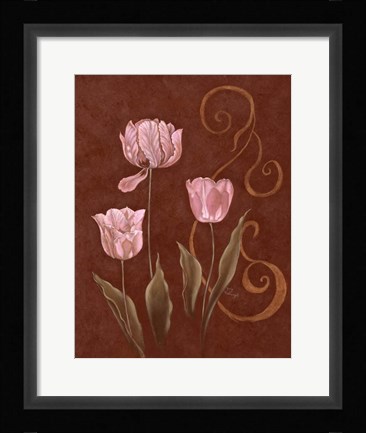 Framed Tulips With Scroll 2 Print
