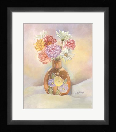 Framed Vase Of Mums Print