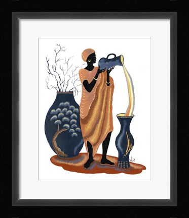 Framed Standing And Pouring Orange Dress Print