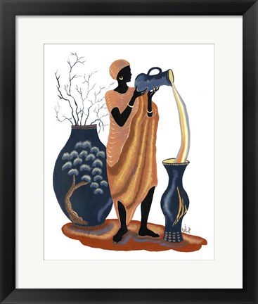 Framed Standing And Pouring Orange Dress Print