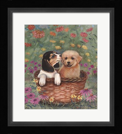 Framed Beagle And Golden Retriever Print