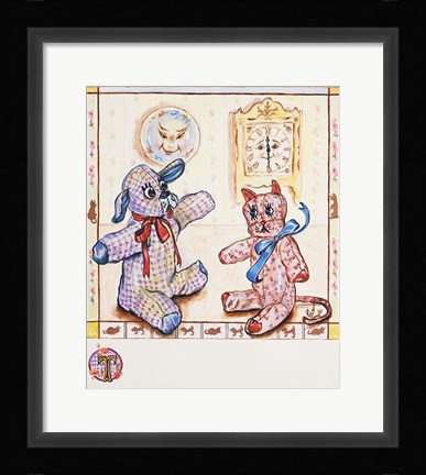 Framed Gingham Dog And Calico Cat Print