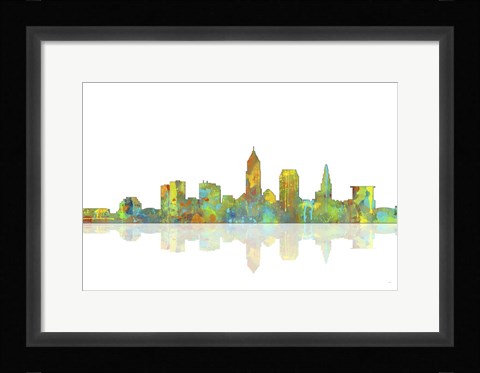 Framed Cleveland Ohio Skyline 1 Print