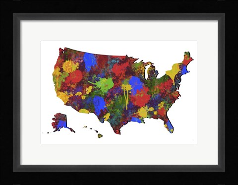 Framed U.S.A. Map 7 Print