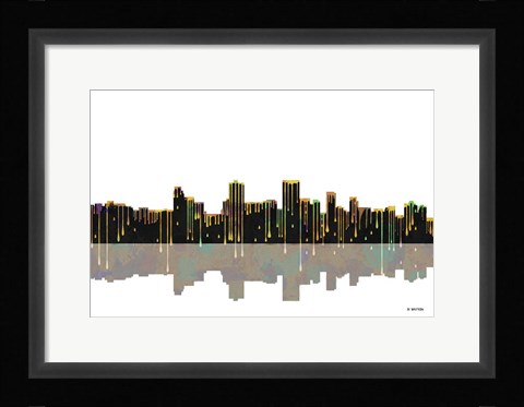 Framed Anchorage Alaska Skyline BW 1 Print