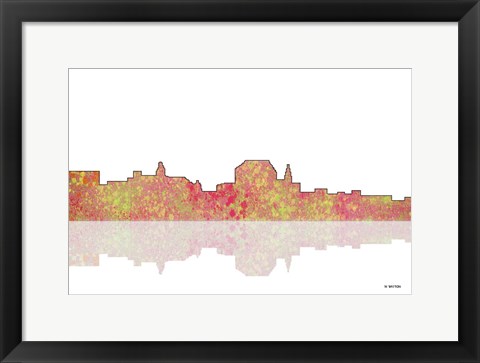 Framed Augusta Maine Skyline 1 Print