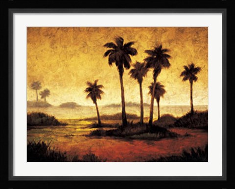Framed Sunset Palms I Print