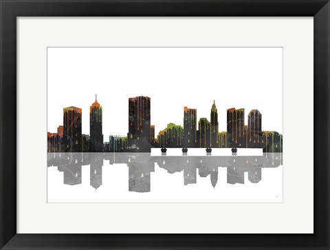 Framed Columbus Ohio Skyline BW 1 Print