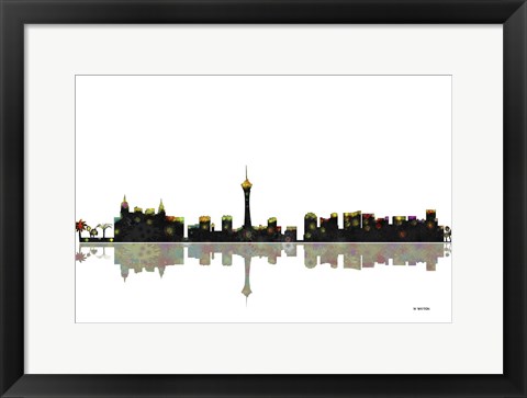 Framed Las Vegas Nevada Skyline BW 1 Print