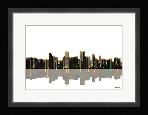Framed Anchorage Alaska Skyline BW 1 Print