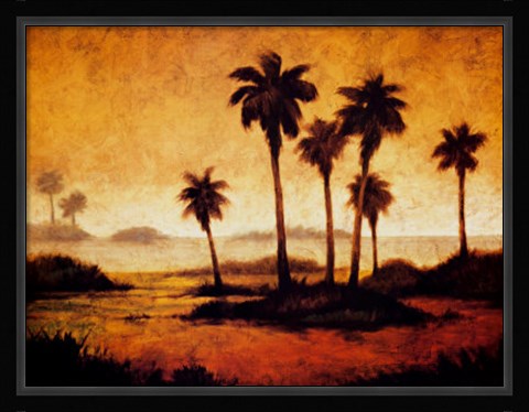 Framed Sunset Palms I Print