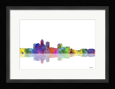 Framed Des Moines Iowa Skyline 1 Print