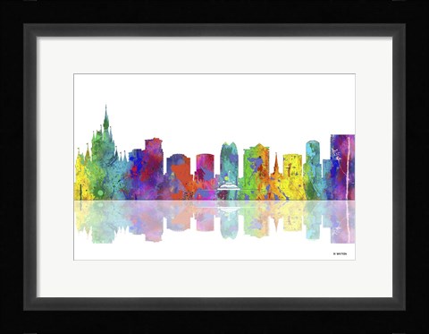 Framed Orlando Florida Skyline 1 Print