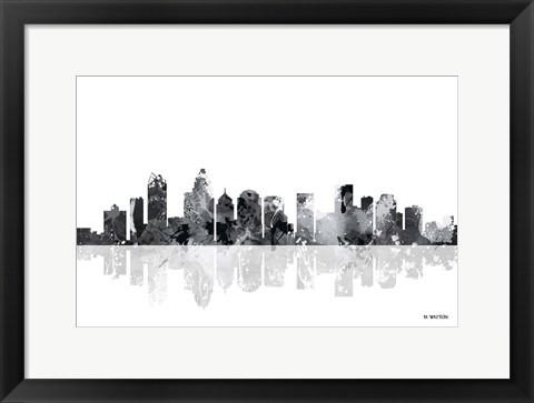 Framed Charlotte NC Skyline BG 1 Print