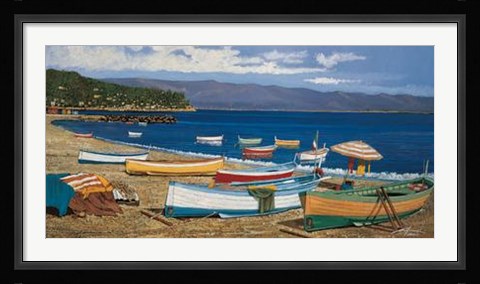 Framed Barche Sulla Battigia Print