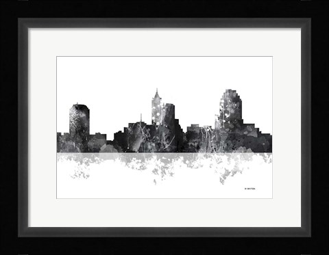 Framed Raleigh North Carolina Skyline BG 1 Print