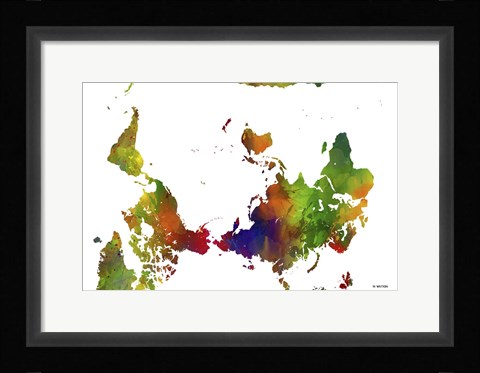 Framed Upside Down Map Of The World Clr 1 Print