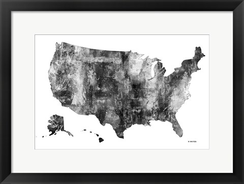Framed USA Map BG 1 Print