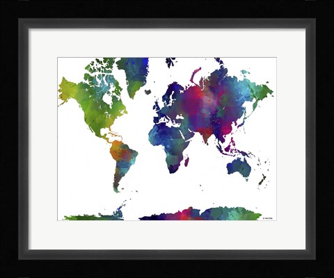 Framed World Map Clr 1 Print