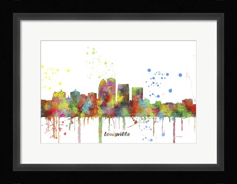 Framed Louisville Kentucky Skyline Multi Colored 1 Print