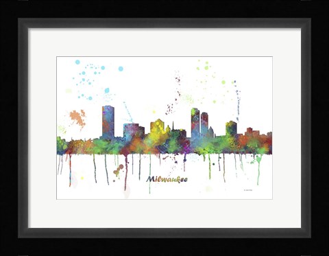 Framed Milwaukee Wisconsin Skyline Multi Colored 1 Print