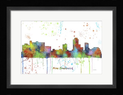 Framed New Brunswick New Jersey Skyline Multi Colored 1 Print
