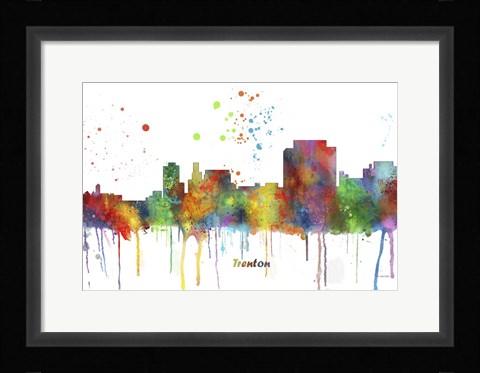 Framed Trenton New Jersey Skyline Multi Colored 1 Print