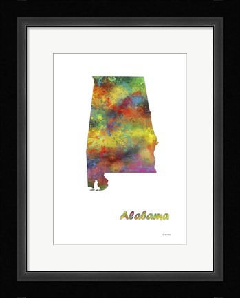Framed Alabama State Map 1 Print