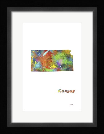 Framed Kansas State Map 1 Print