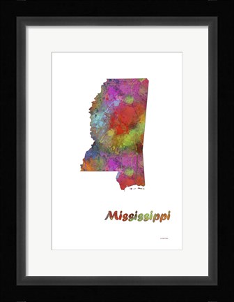 Framed Mississippi  State Map 1 Print