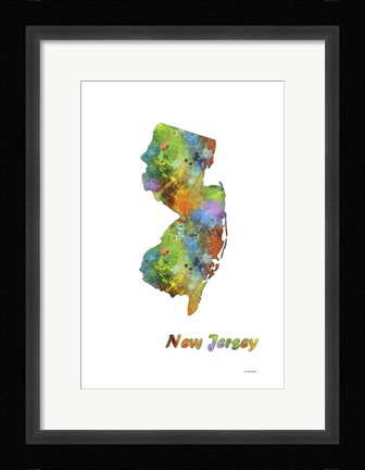 Framed New Jersey State Map 1 Print