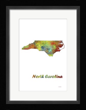 Framed North Carolina  State Map 1 Print
