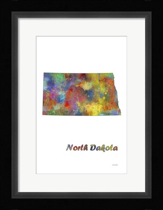 Framed North Dakota  State Map 1 Print
