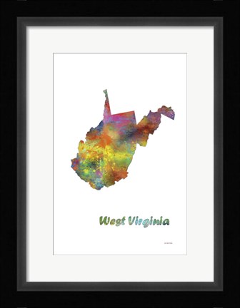 Framed West Virginia State Map 1 Print