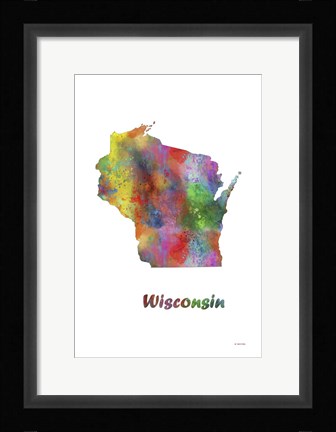 Framed Wisconsin State Map 1 Print