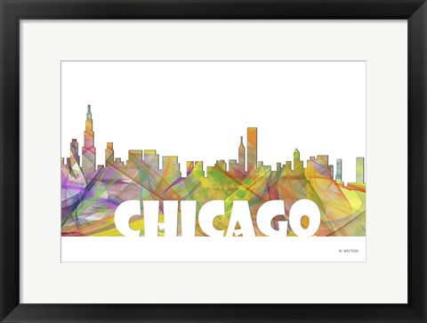 Framed Chicago Illinois Skyline Multi Colored 2 Print