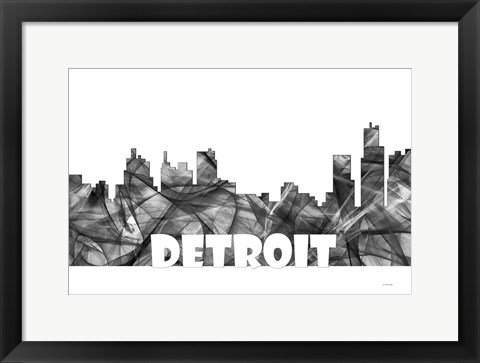 Framed Detroit Michigan Skyline BG 2 Print