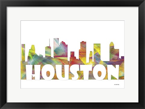 Framed Houston Texas Skyline Multi Colored 2 Print