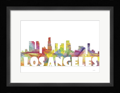 Framed Los Angeles California Skyline Multi Colored 2 Print