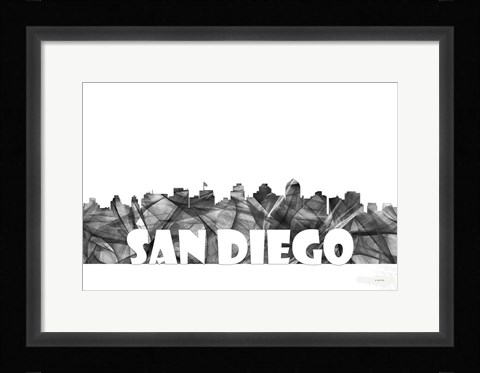 Framed San Diego California Skyline BG 2 Print
