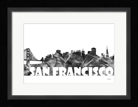 Framed San Francisco California Skyline BG 2 Print
