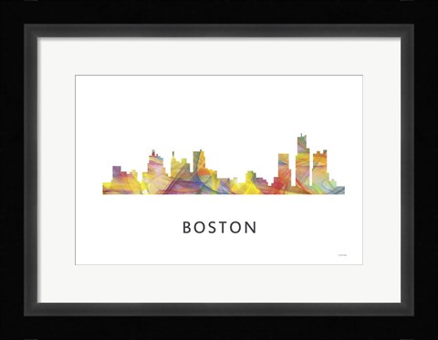 Framed Boston Mas .Skyline Print