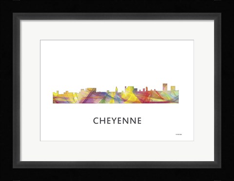 Framed Cheyenne Wyoming Skyline Print