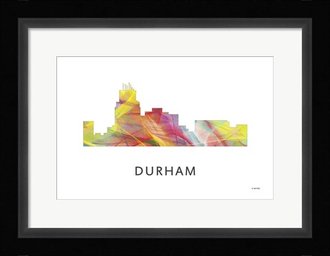 Framed Durham North Carolina Skyline Print