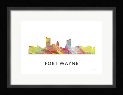 Framed Fort Wayne Indiana Skyline Print