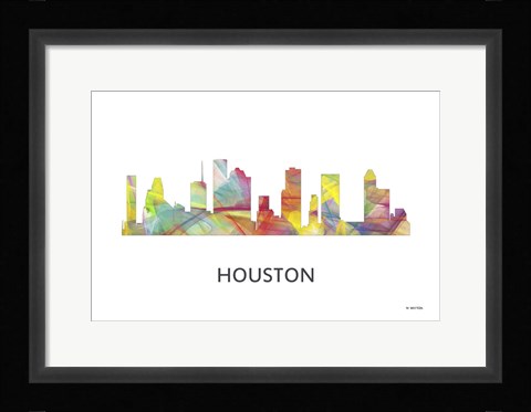 Framed Houston Texas Skyline Print